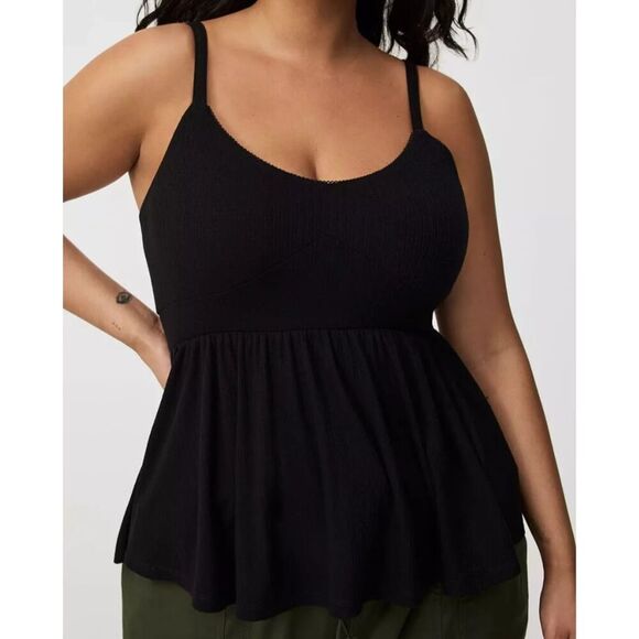 Torrid Women's Plus Sz 2 2X/18-20 Deep Black Smocked Criss-Cross Babydoll Top - Picture 7 of 8